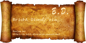 Bricht Dionízia névjegykártya